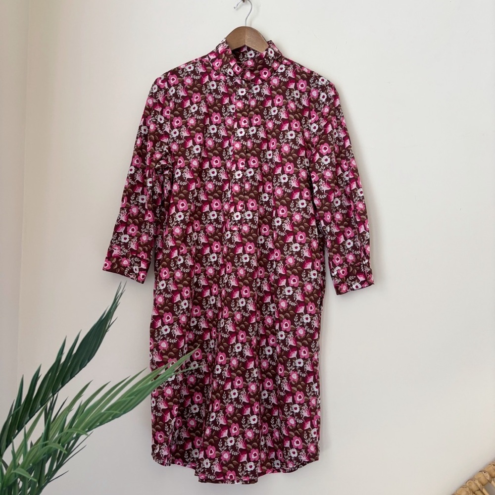 J. Mclaughlin Mountain Floral Berlin Cotton Shirt Dress Medium Summer Resortwear